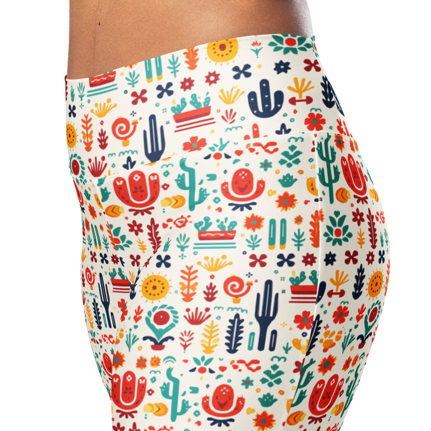 Mexican Folk Art Printed Flare leggings