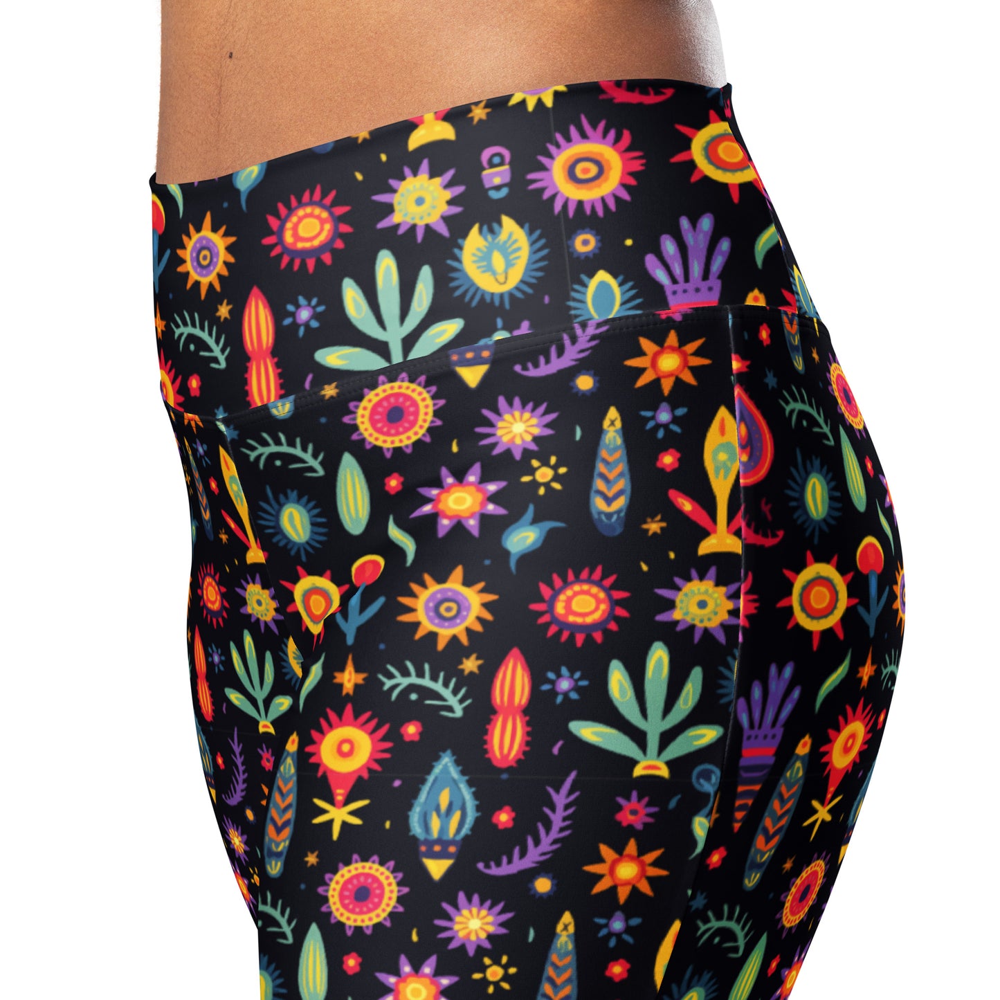 Mexican Folk Art Printed Flare leggings