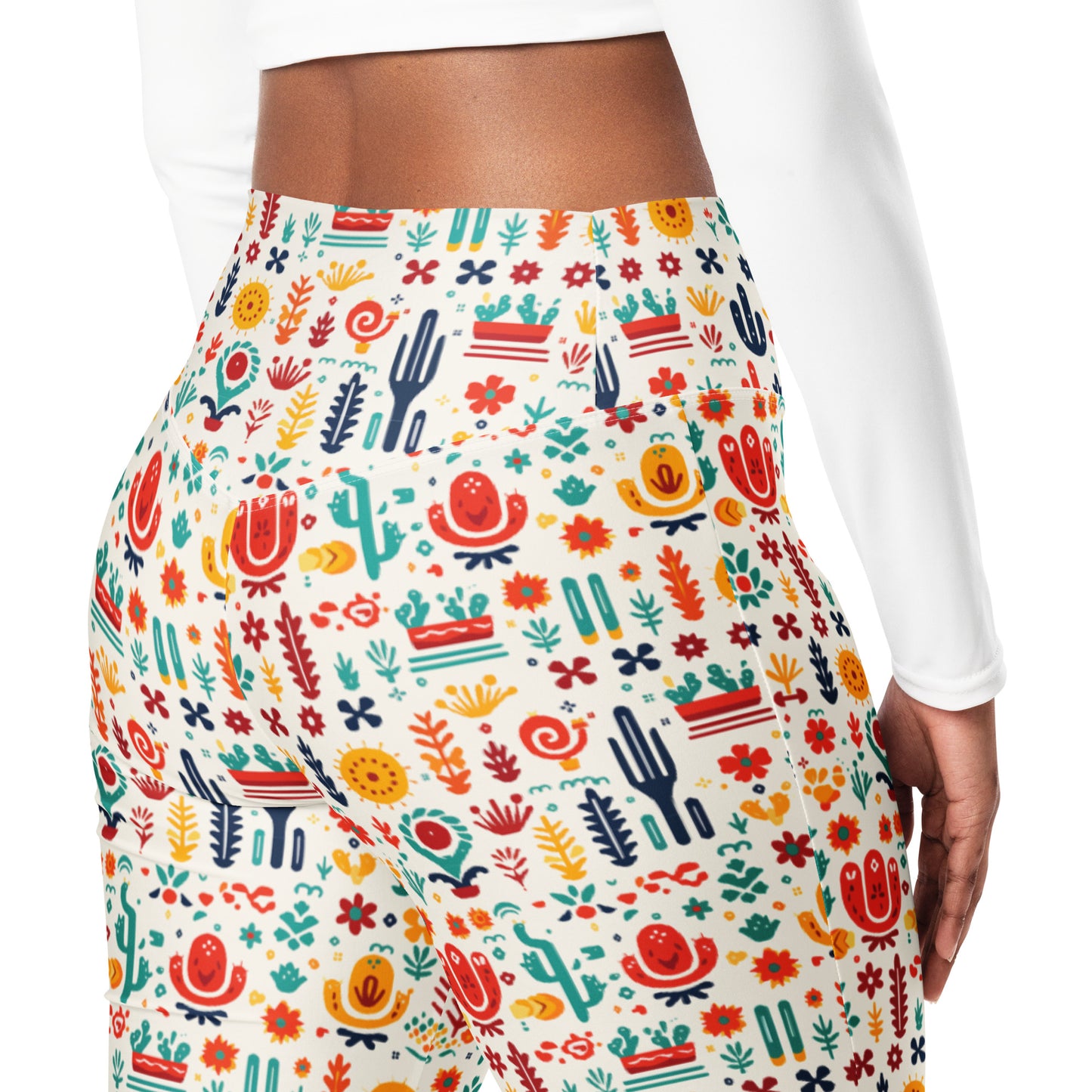 Mexican Folk Art Printed Flare leggings