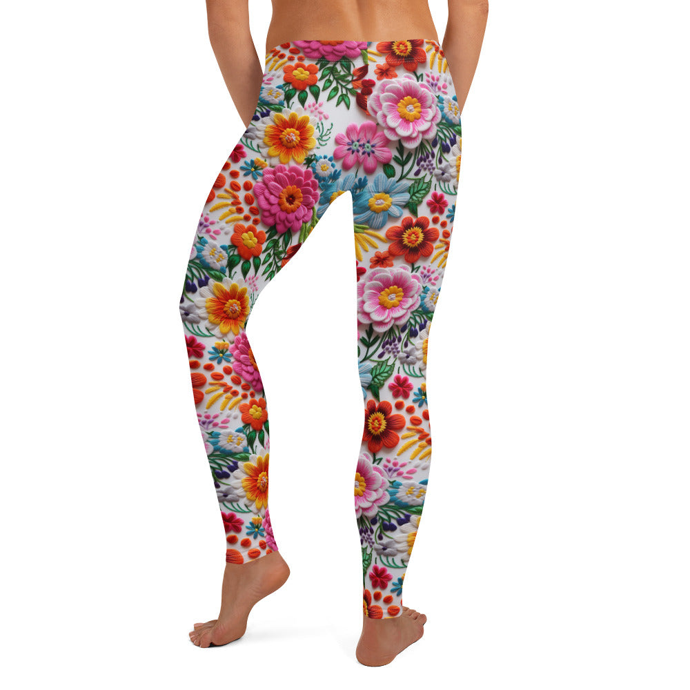 Zinnia Garden Latin Floral Pattern Leggings