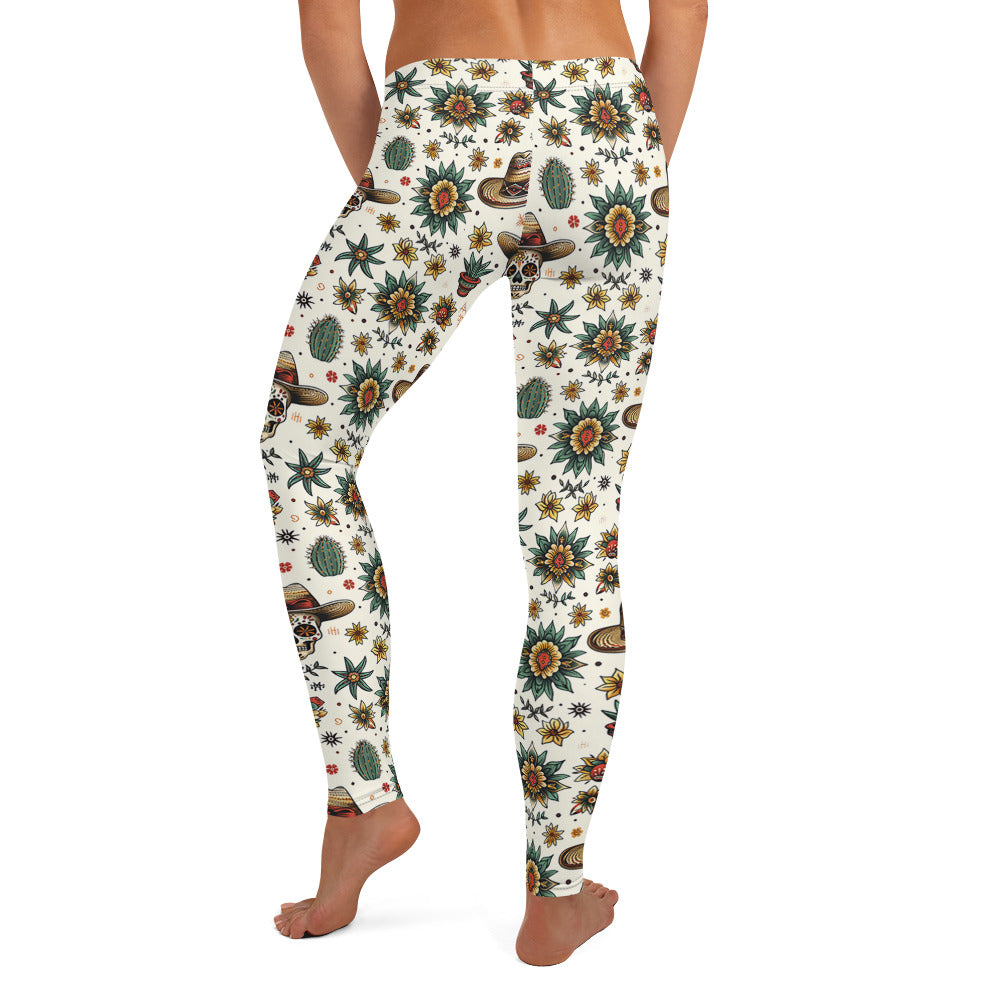 Sugar Skull Y Cactus Pattern Leggings