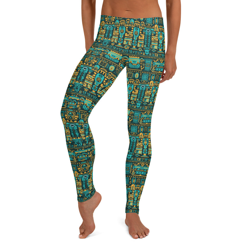 Aqua Green Aztec Pattern Leggings