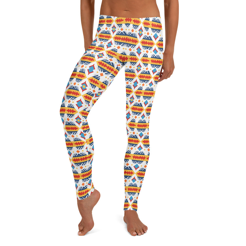 Hint of Yellow Aztec Fabric Pattern Leggings