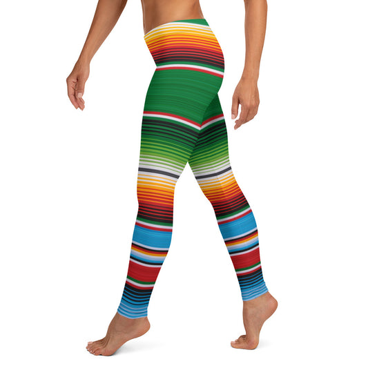 Shades of Green Mexican Serape Leggings