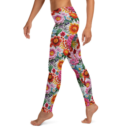 Zinnia Garden Latin Floral Pattern Leggings