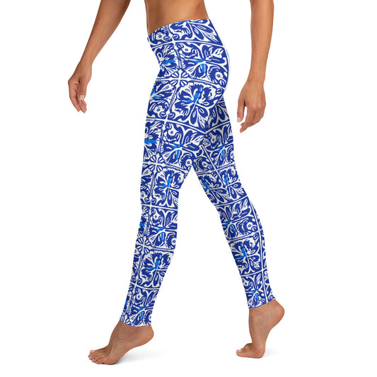 Indigo Geometric Talavera Pattern Leggings