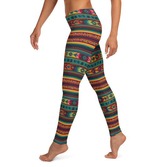 Mexican Fabric Art Pattern Leggings