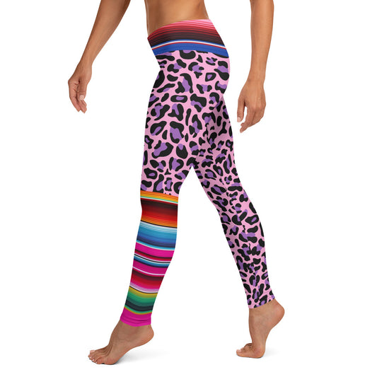 Pink Serape Leopard Print Leggings
