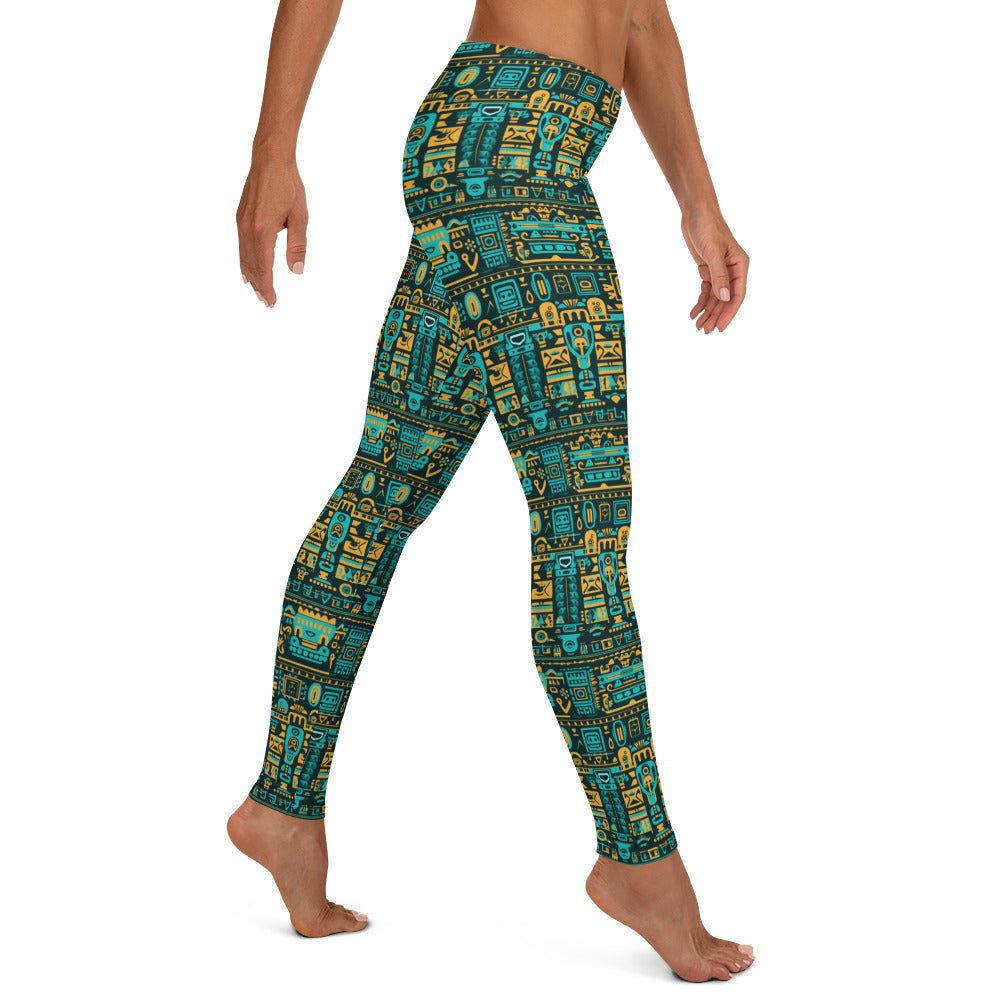 Aqua Green Aztec Pattern Leggings