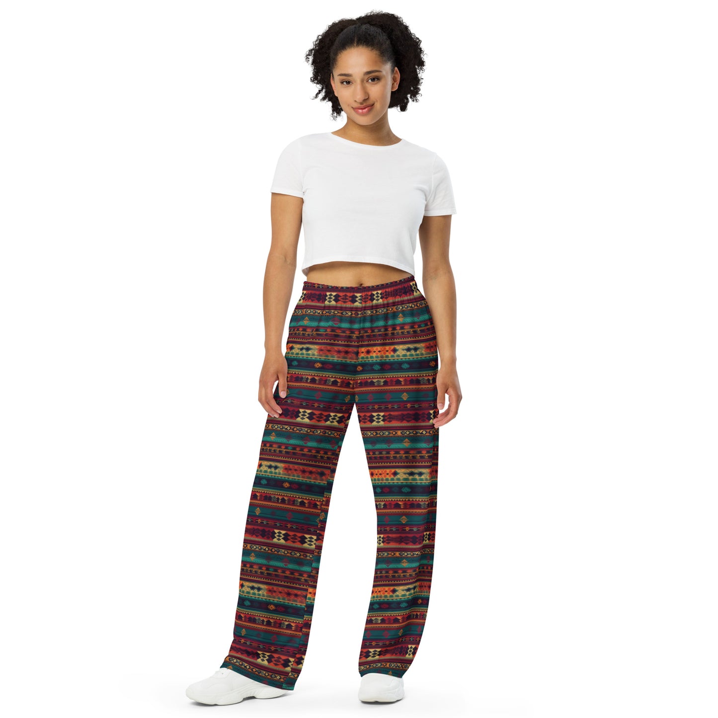 Mexican Folk Design Super Soft Wide-leg Pajama/Sweats Bottoms