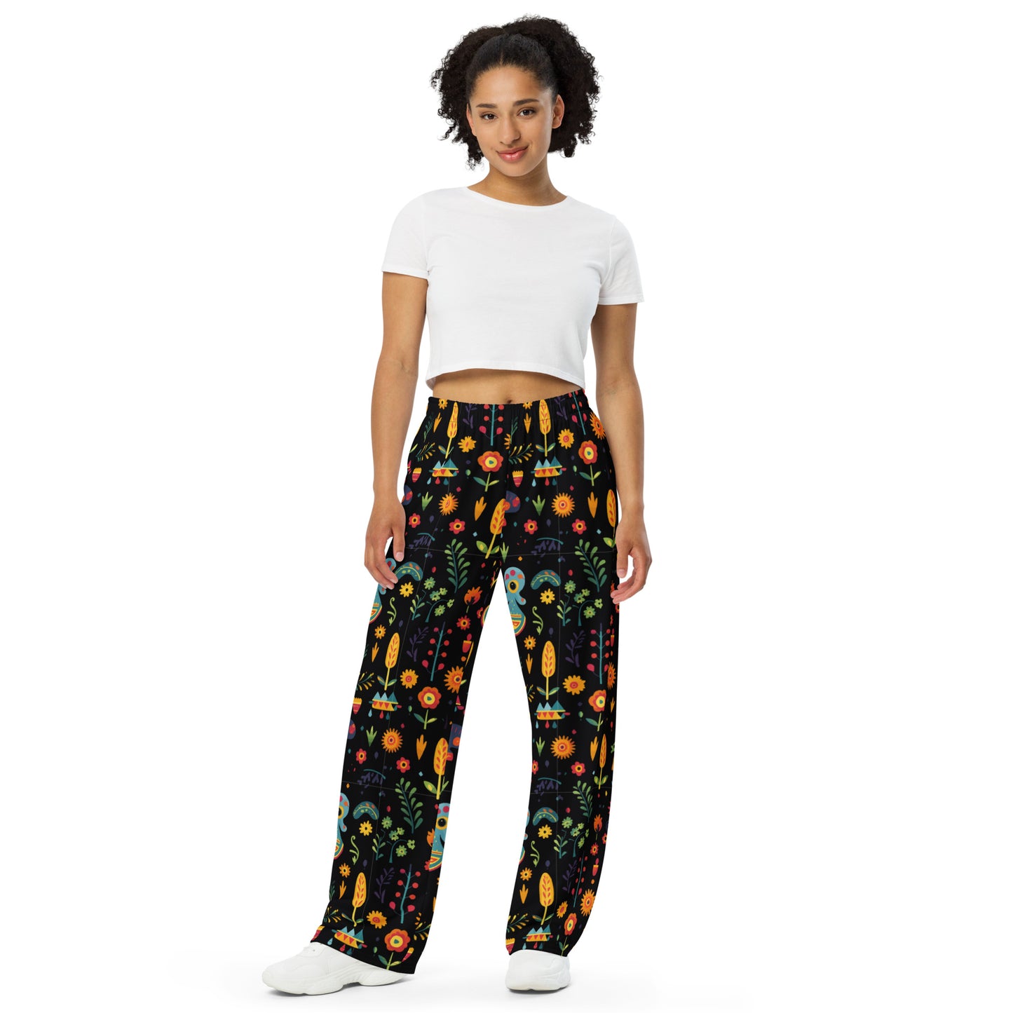 Mexican Folk Art Super Soft Wide-leg Pajama/Sweats Bottoms