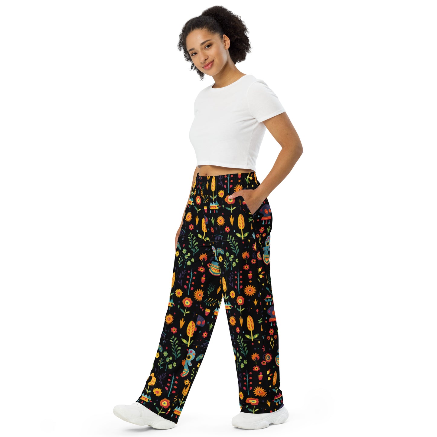 Mexican Folk Art Super Soft Wide-leg Pajama/Sweats Bottoms