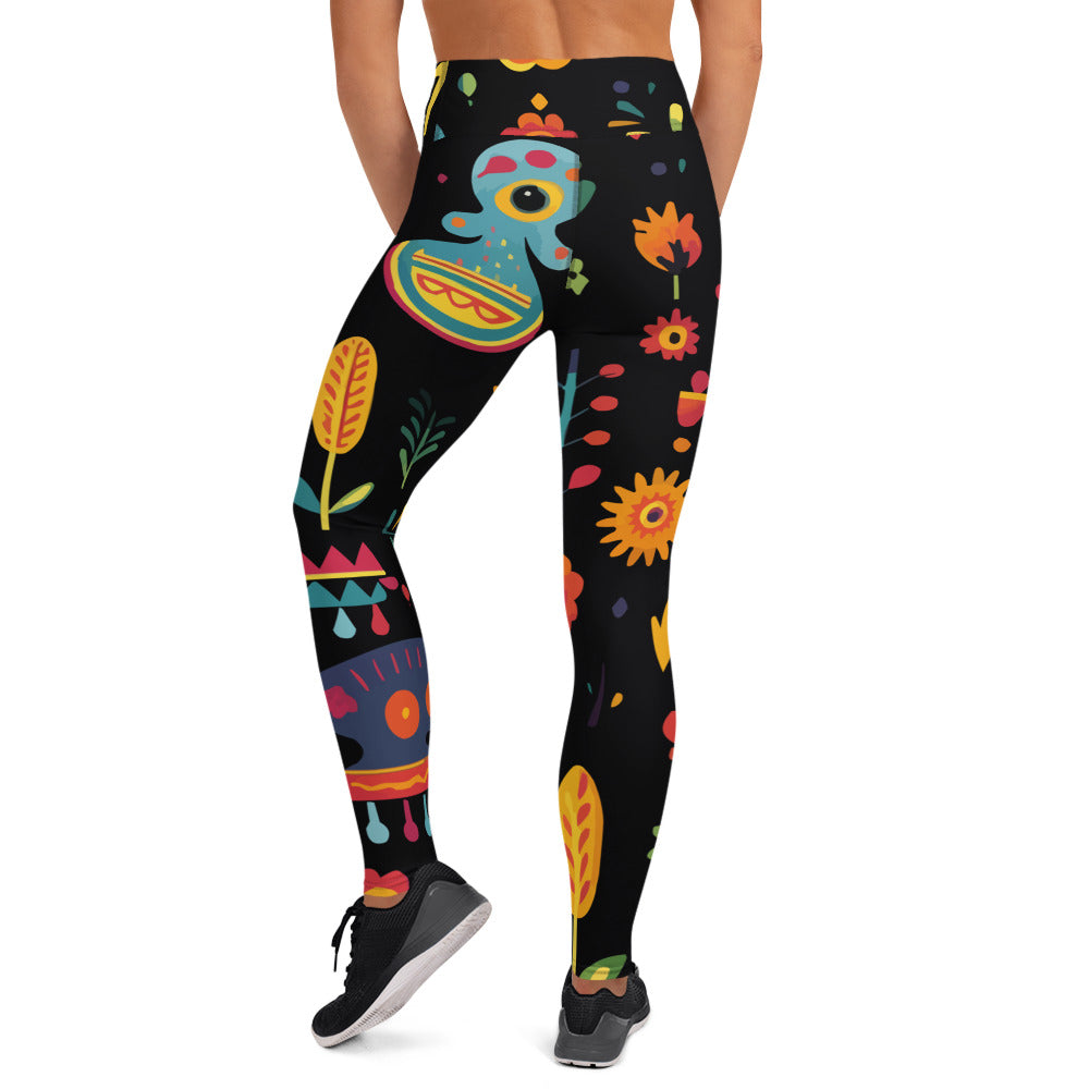 Traditional Mexican Art Pattern Yoga Leggings