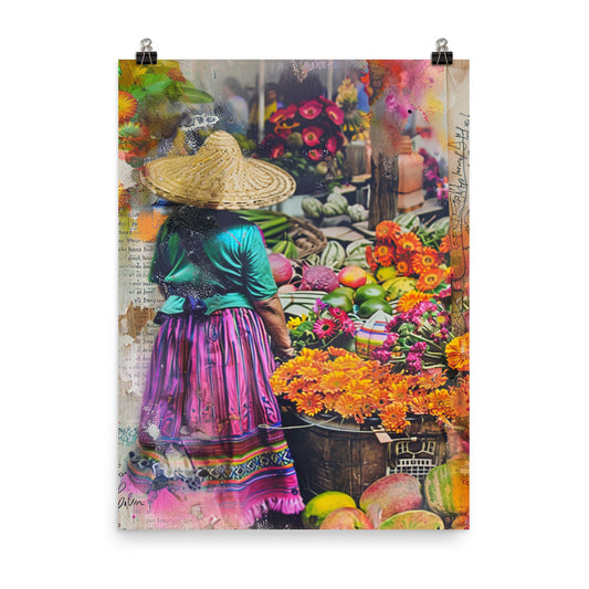 Mexican Lady in the Market Vintage Poster