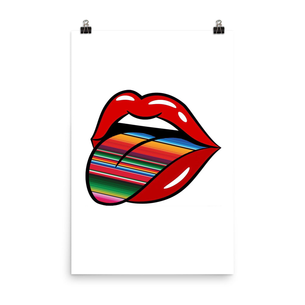Mexican Serape Tongue & Lips Poster