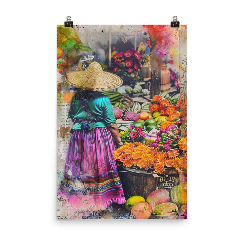 Mexican Lady in the Market Vintage Poster