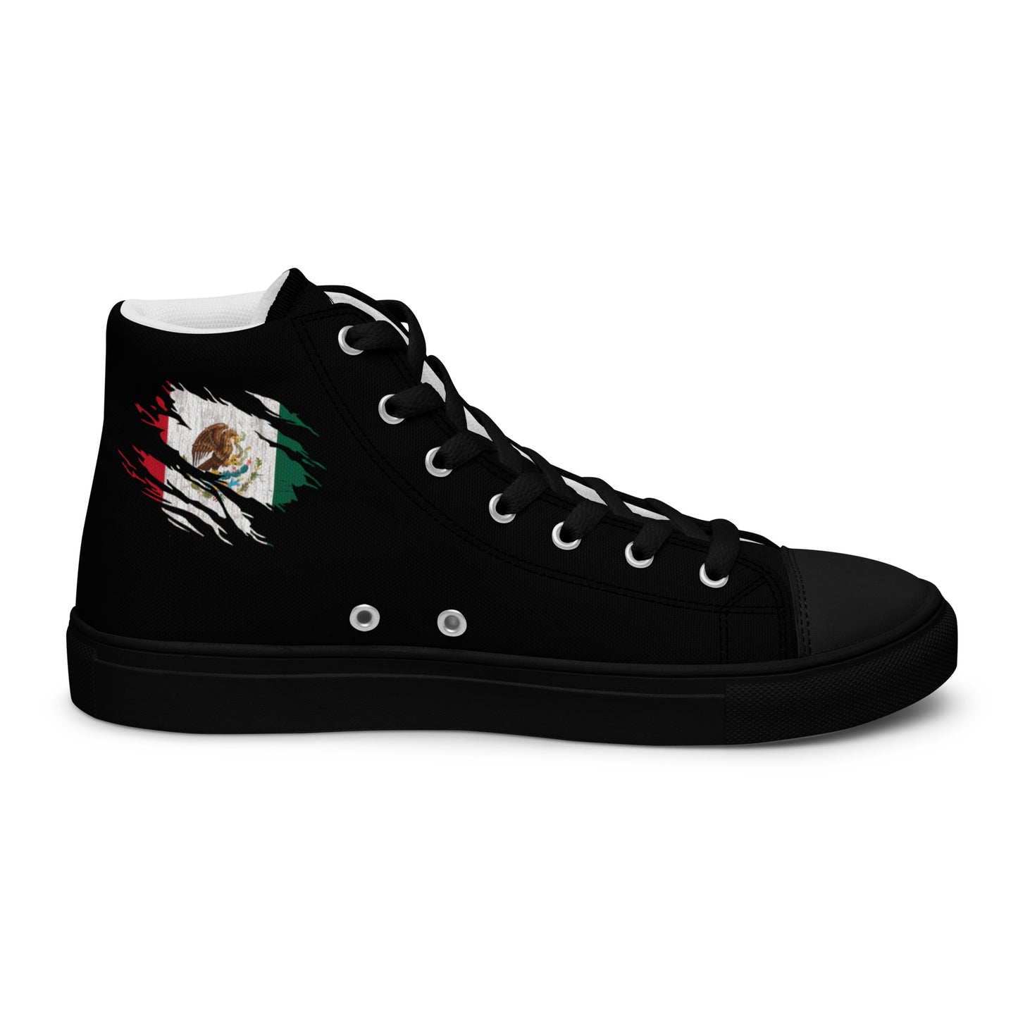 Mexican Flag Claw Mark Men’s high top canvas shoes