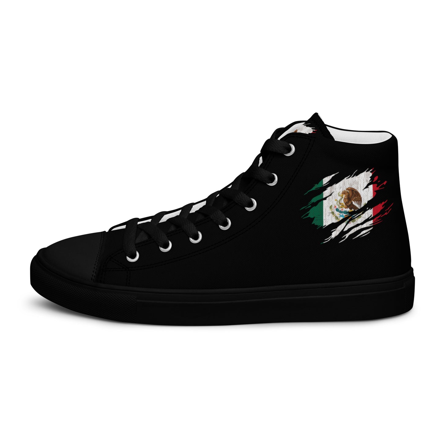 Mexican Flag Claw Mark Men’s high top canvas shoes