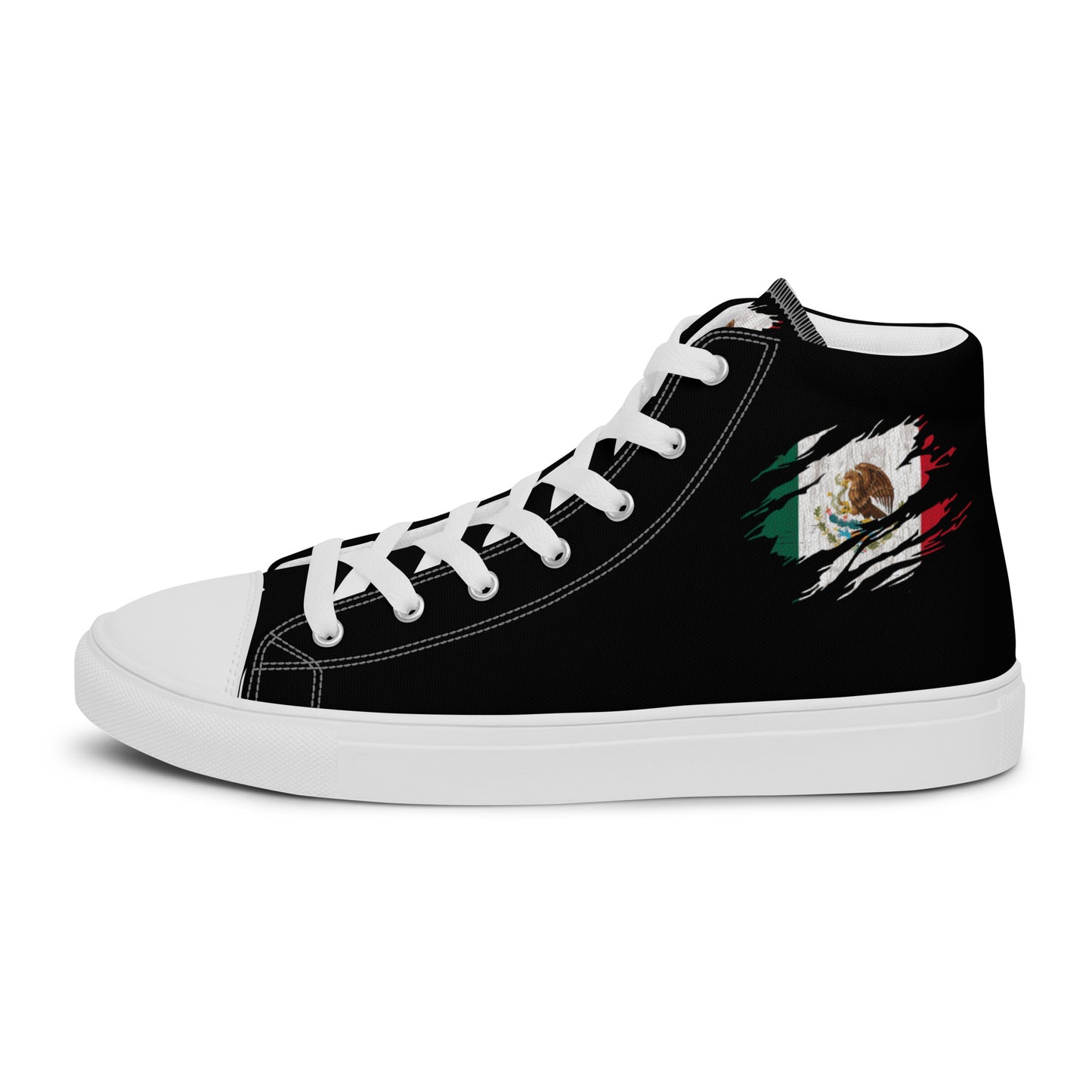 Mexican Flag Claw Mark Men’s high top canvas shoes