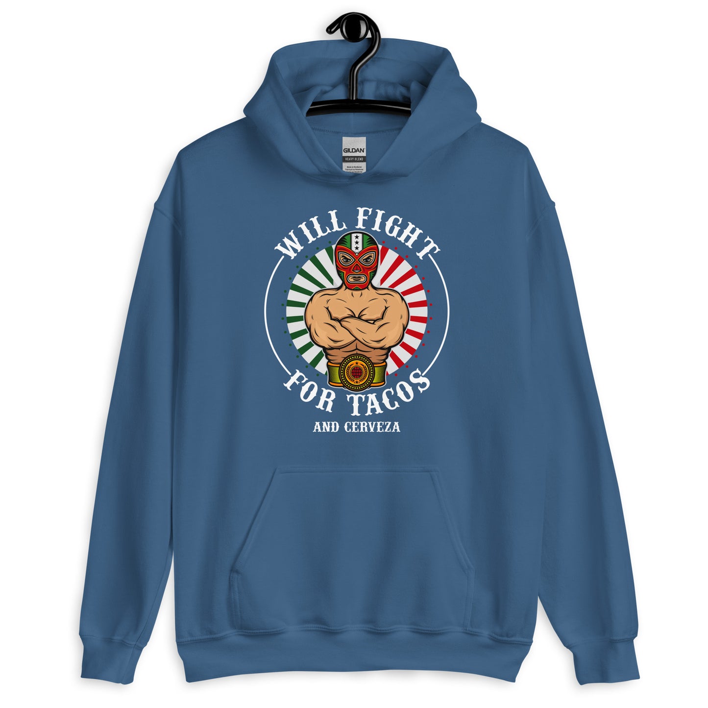 Will Fight for Tacos and Cerveza Luchador Unisex Hoodie