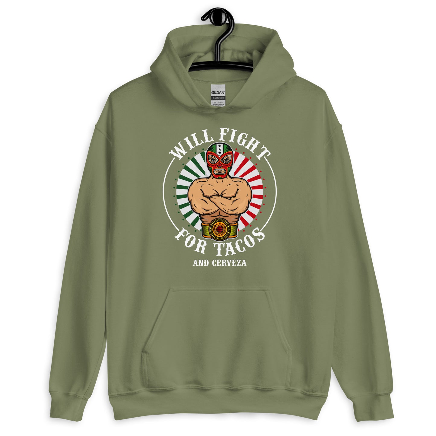 Will Fight for Tacos and Cerveza Luchador Unisex Hoodie