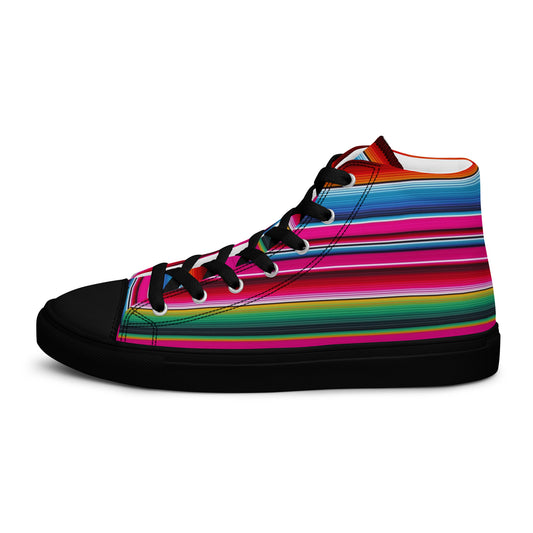 Shades of Pink Y Azul Serape Women’s high top canvas shoes