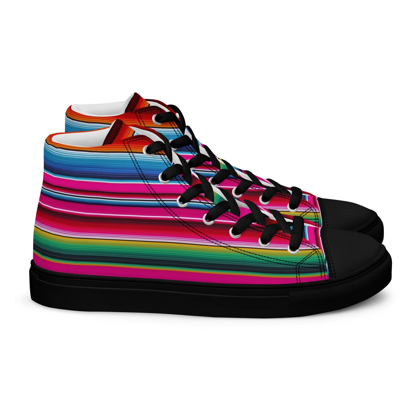 Shades of Pink Y Azul Serape Women’s high top canvas shoes