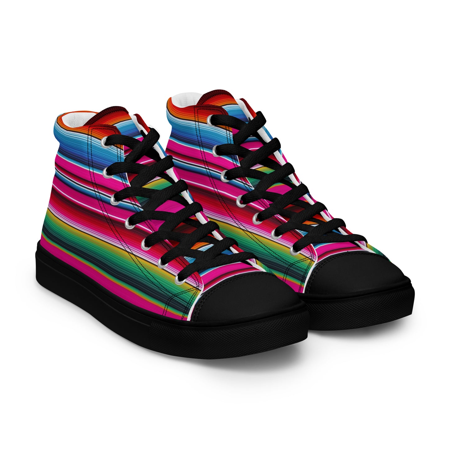 Shades of Pink Y Azul Serape Women’s high top canvas shoes