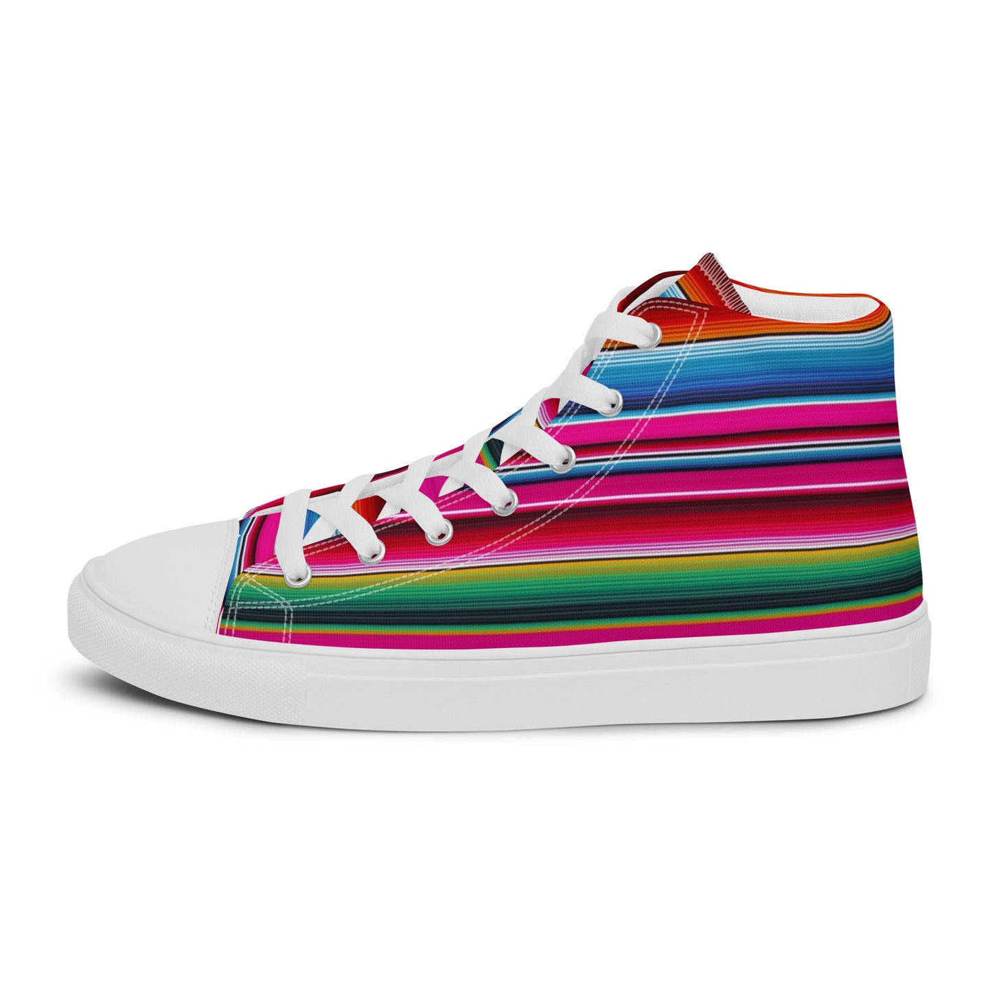 Shades of Pink Y Azul Serape Women’s high top canvas shoes