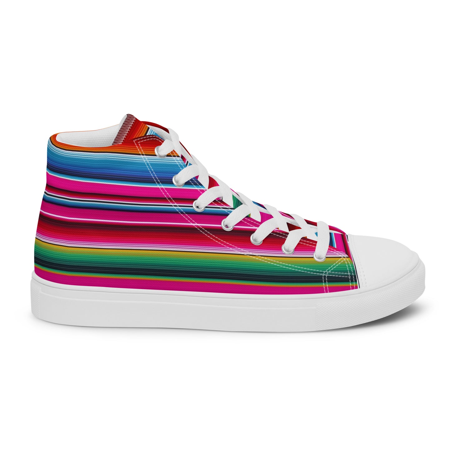 Shades of Pink Y Azul Serape Women’s high top canvas shoes