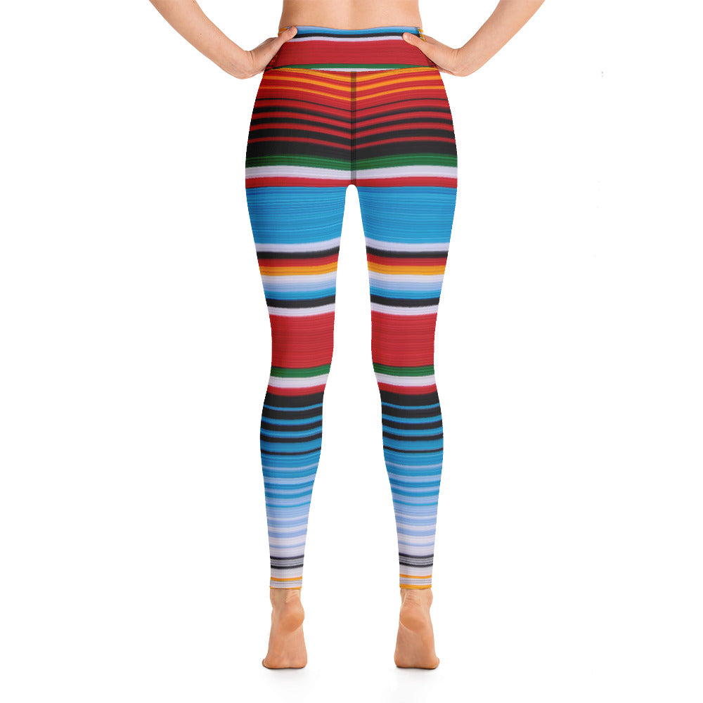 Mexican Serape Blue Brown Leggings