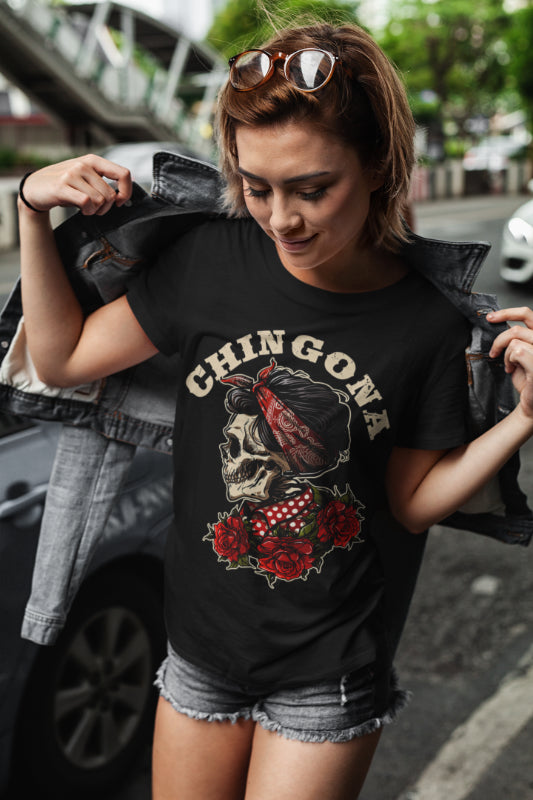 Chingona Red Roses Bandana T-Shirt