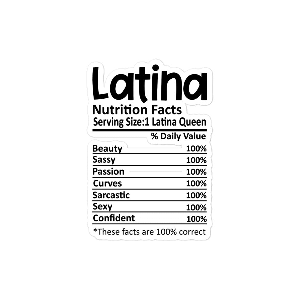 Latina Nutrition Facts Bubble-free Sticker