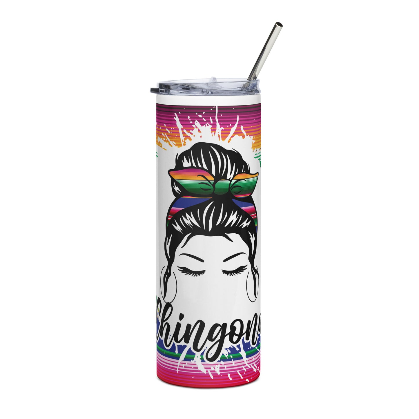 Mexican Serape Chingona Stainless steel tumbler