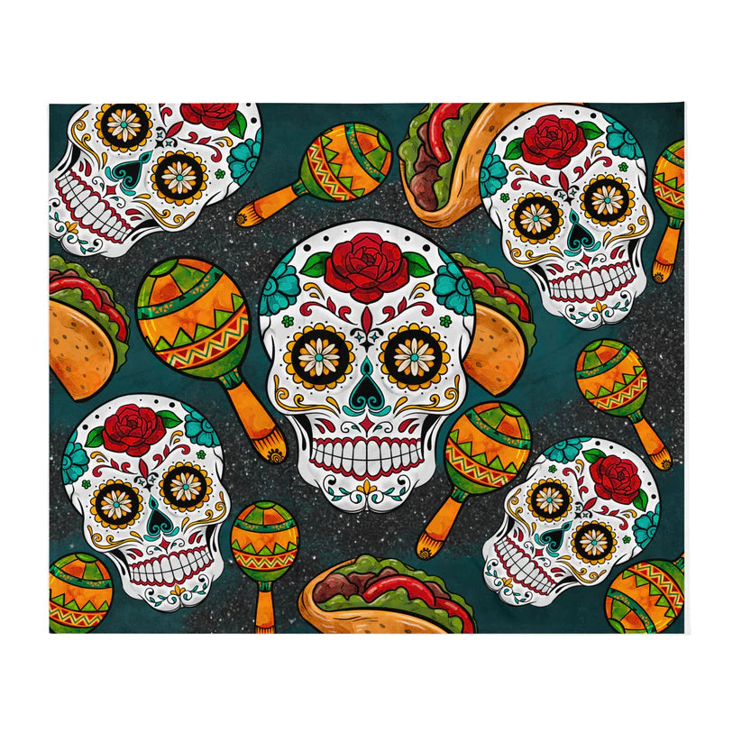Sugar Skull Fiesta Throw Blanket 50" x 60"