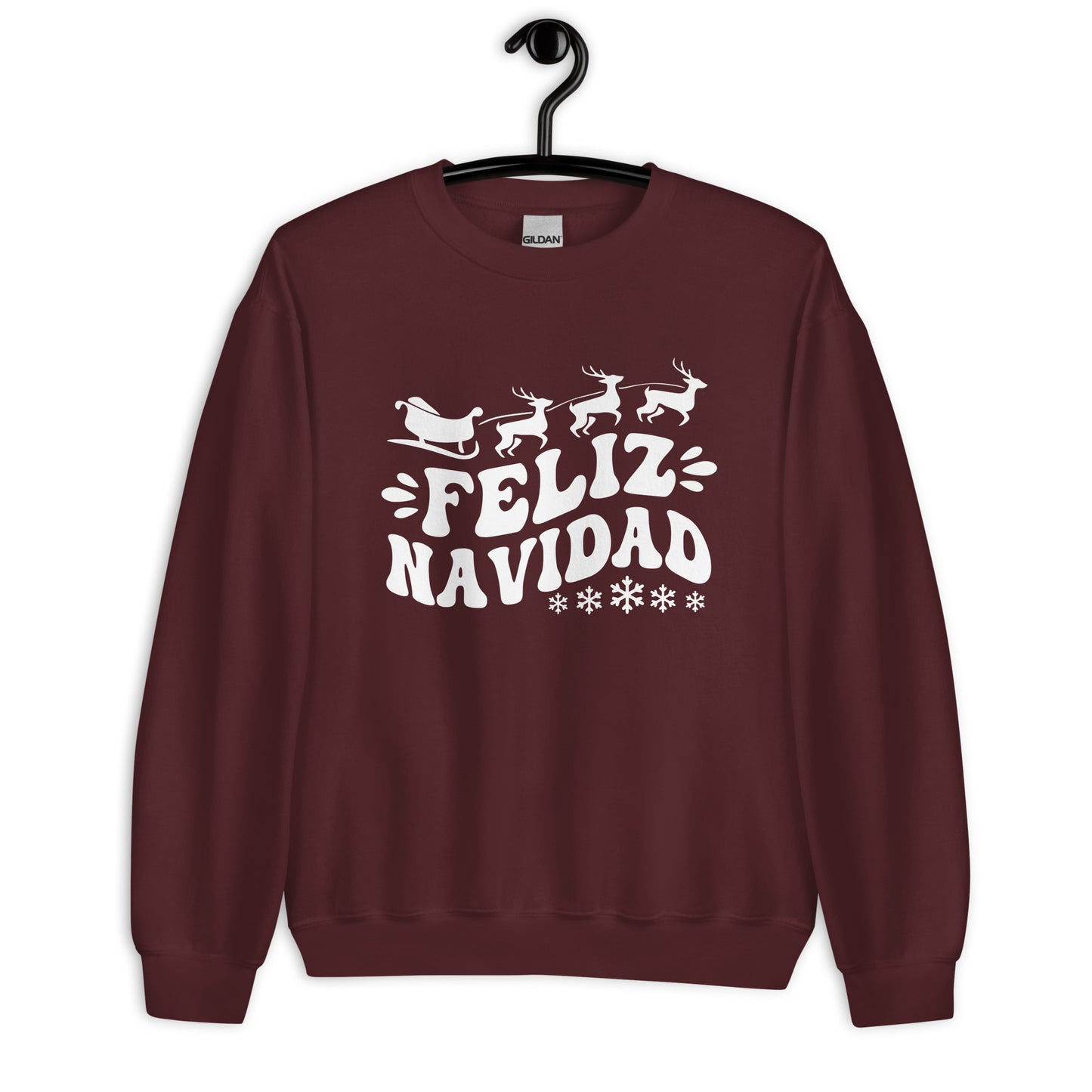 Feliz Navidad Santa's Reindeer Sleigh Ugly Christmas Sweatshirt