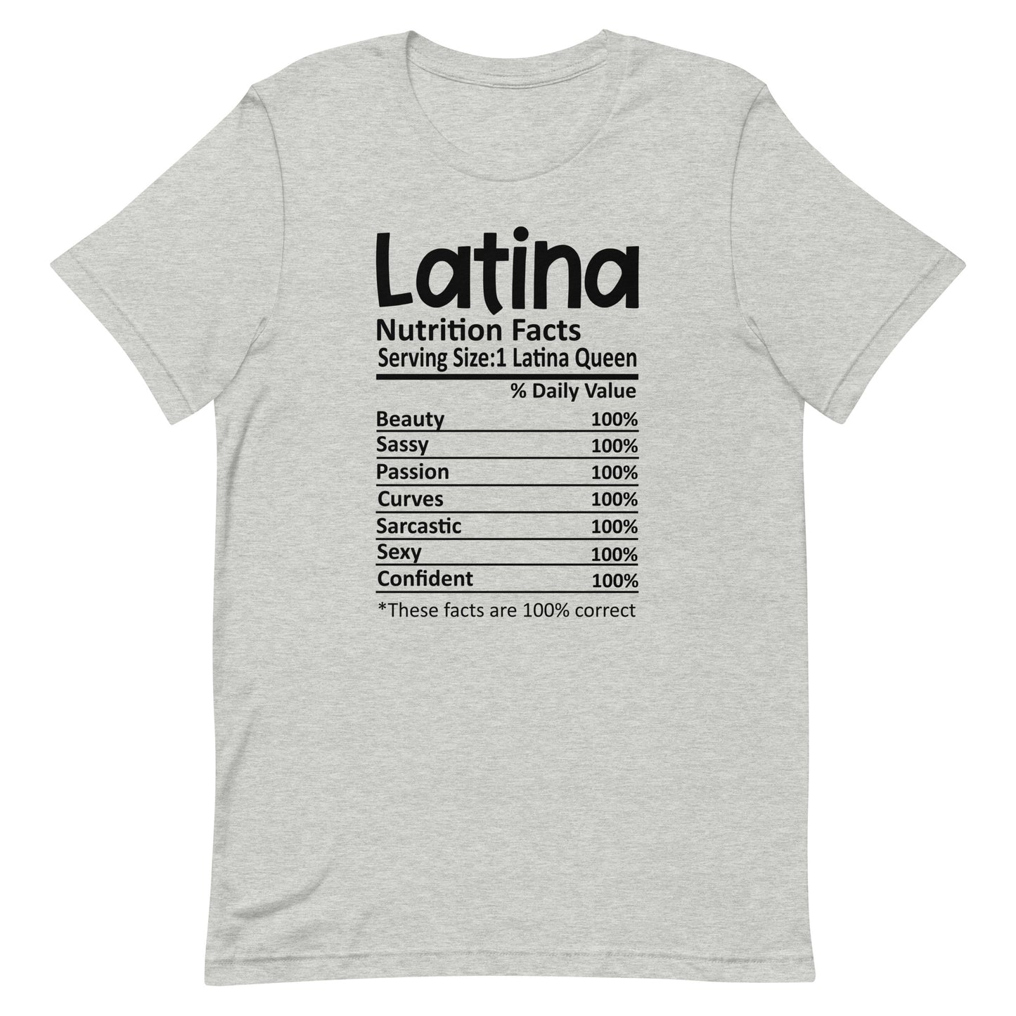 Latina Nutrition Facts T-Shirt Premium Quality