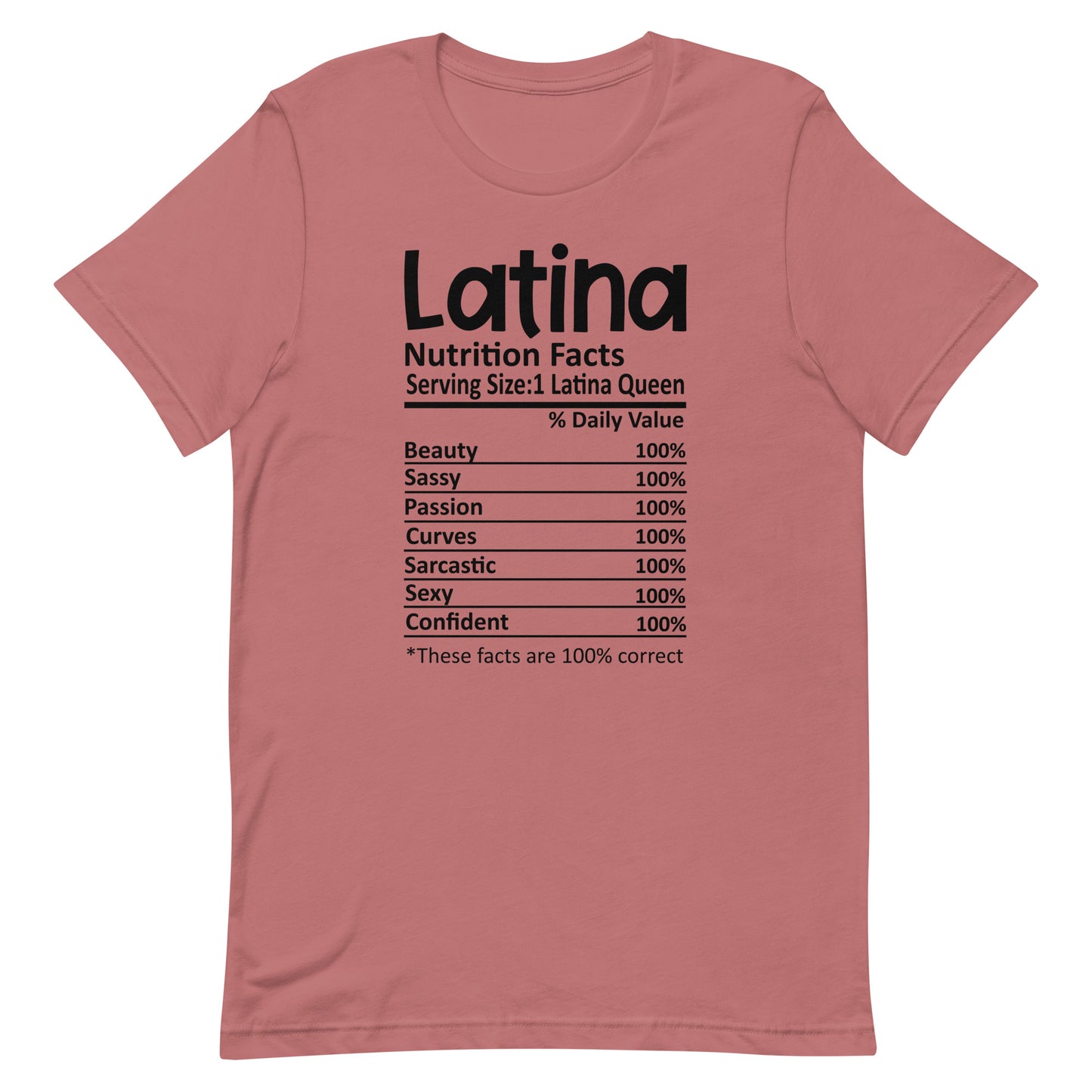 Latina Nutrition Facts T-Shirt Premium Quality