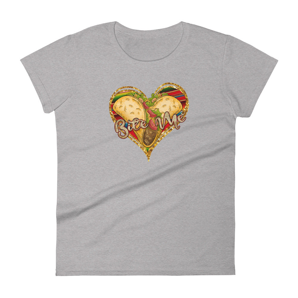 Bite Me Taco Heart T-Shirt for Women